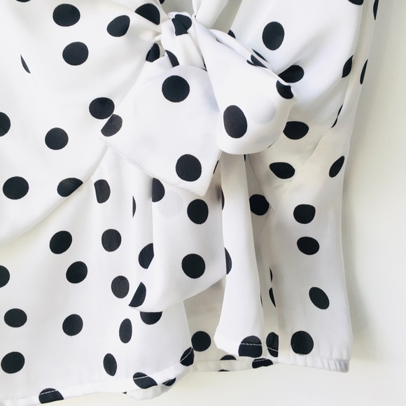 Suitable For Work tie front polka dot blouse - Picture 5 of 8